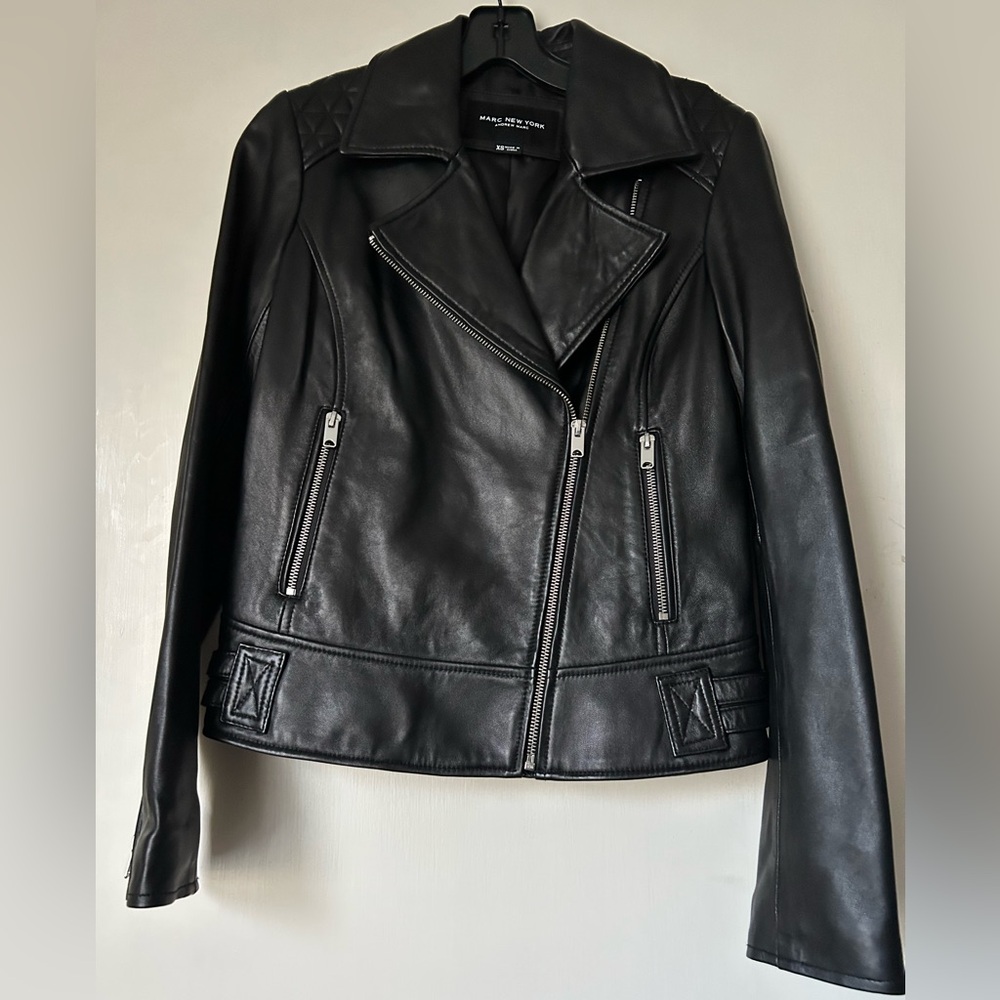 Marc New York Black Leather Moto Jacket
